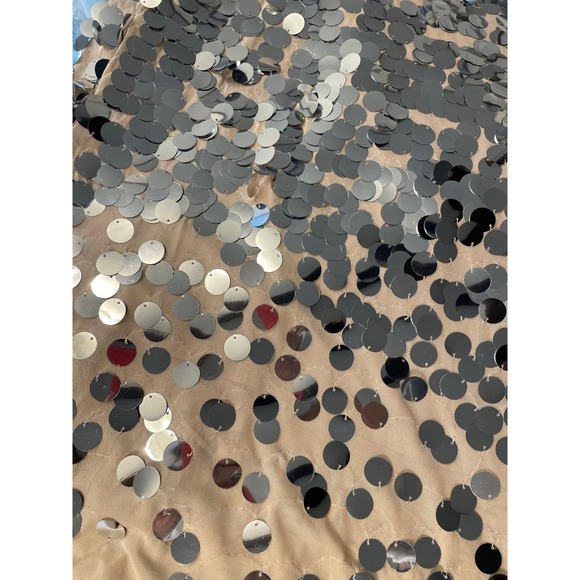 Sofie Schnoor Sequins Embellished Shift Dress Silver Tan Sleeveless size 2 - Picture 3 of 7